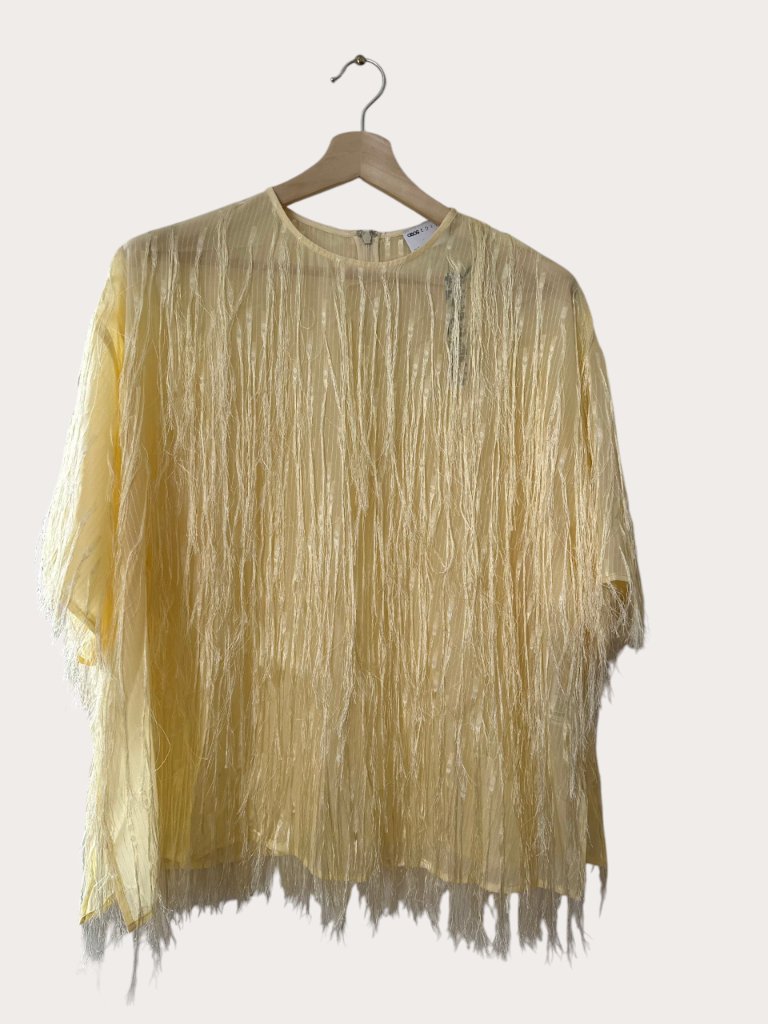 Asos Edition Fringe Boxy Top Size 12 Buttermilk Nwt — image 3 of 4